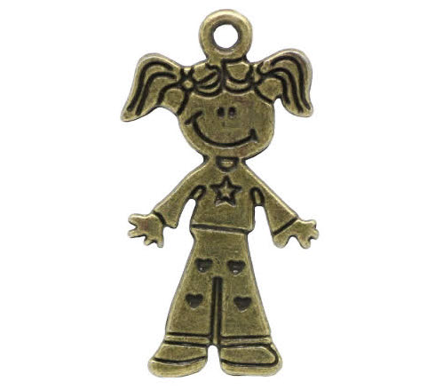 1x Bronzen bedel meisje