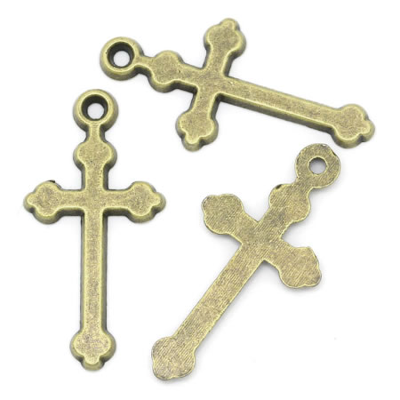 1x Bedel Kruisje Brons 29 x 14 mm