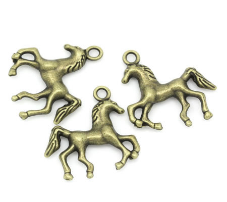 1x Bedeltje Paard/Veulen Brons