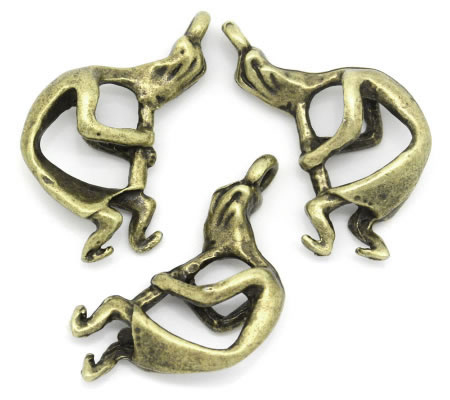 1x Bedeltje Kokopelli Brons