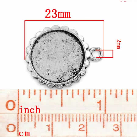 Cabochon Hanger Donker Zilver 16 mm