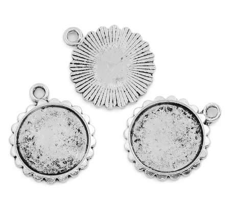 Cabochon Hanger Donker Zilver 16 mm