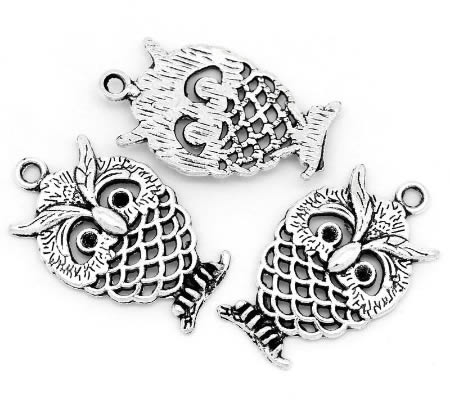 1x Bedel Uil Donker Zilver