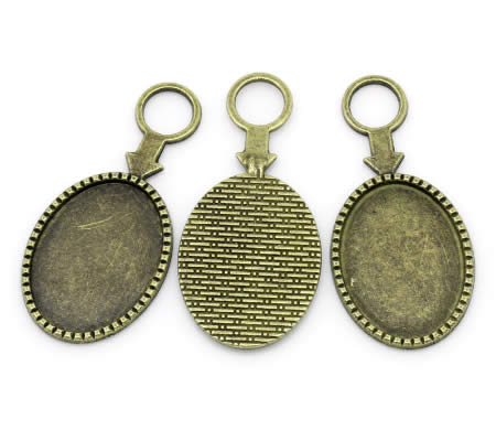 1x Cabochon hanger Brons