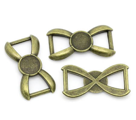 1x Cabochon Connector Brons voor armband