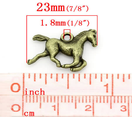 1x Bedeltje Paard Brons 23 x 19 mm