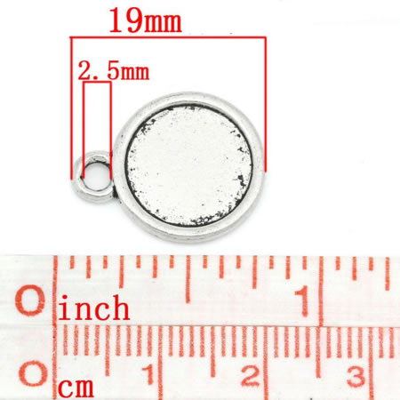 1x Cabochon Bedel Antiek Zilver