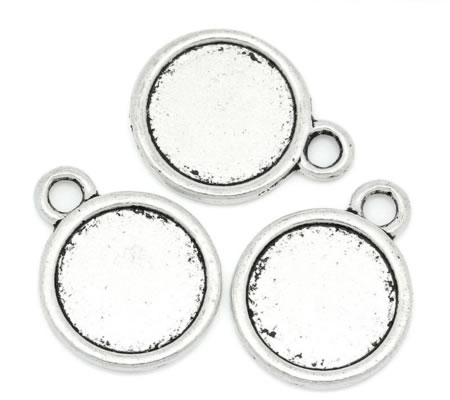 1x Cabochon Bedel Antiek Zilver