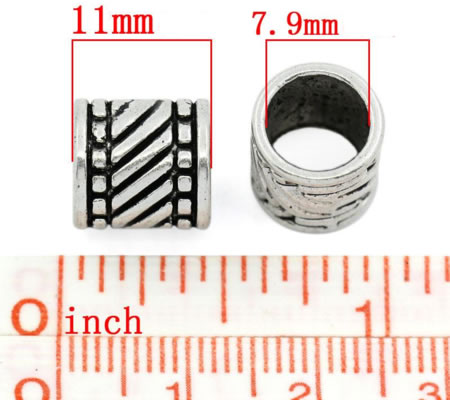 1x Grote ogen kraal Donker Zilver