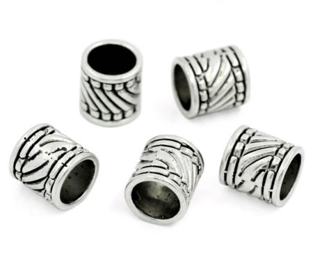 1x Grote ogen kraal Donker Zilver