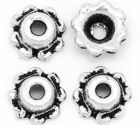 50x Kralenkapjes Donkerzilver