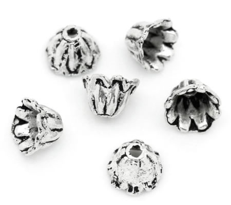 20x Kapjes Donker zilver 5 mm