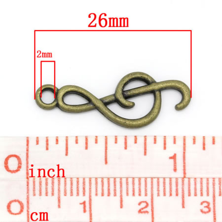 1x Bedeltje Brons Muzieksleutel