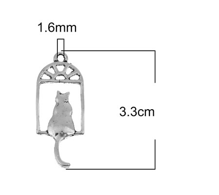 1x Bedel Kat in raam Donker Zilver