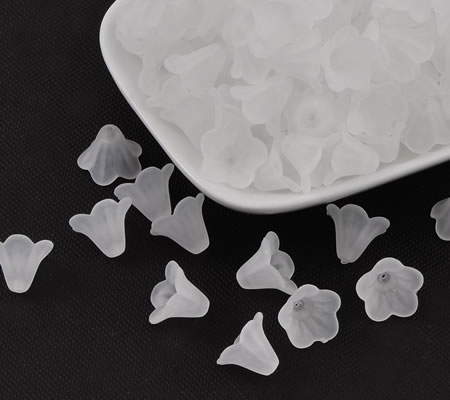 50x Frosted bloemen kelkje Wit