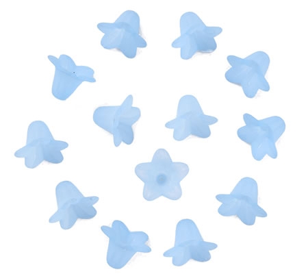 50x Frosted bloemen kelkje Licht Blauw 16 mm