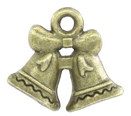 1x Klein Bedeltje Kerstklokje brons 3D