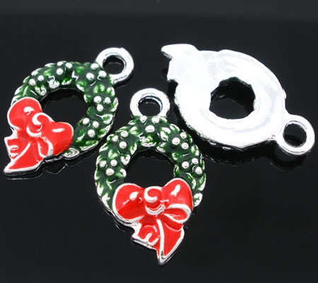 1x Kerst Bedeltje Krans Emaille