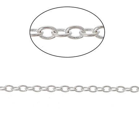 5 meter lichtzilveren ketting (fijn) 2 x 1.5 mm