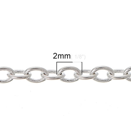 5 meter lichtzilveren ketting (fijn) 2 x 1.5 mm