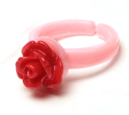 1x Kinderringetje Acryl Roze/Rood