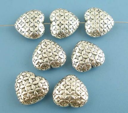 1x Hartje Oud Zilver Kraal (metaal)