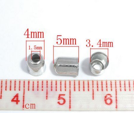 4x Kralen Kapjes Donker Zilver 5mm