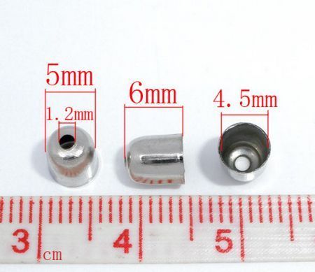 4x Kralen Kapjes Donker Zilver 6mm