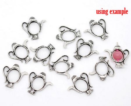 1x kraal theepotje donker zilver