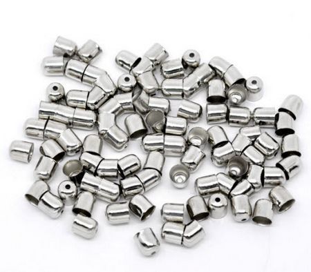 4x Kralen Kapjes Donker Zilver 7mm