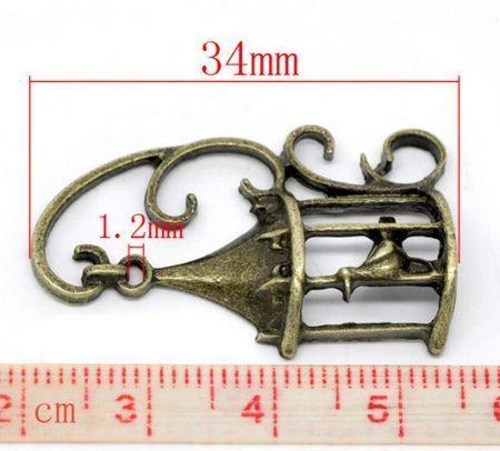 1x Bedeltje Vogelhuisje Brons 20 x 12 mm