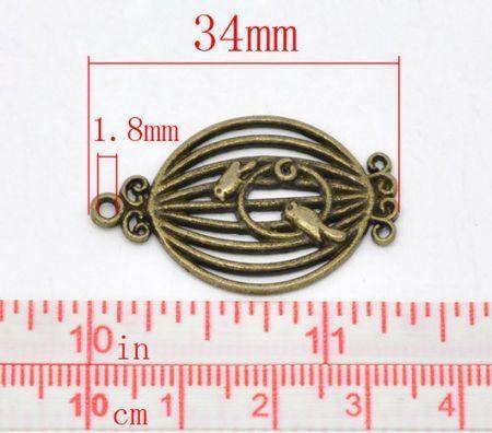 1x Bedeltje Vogelhuisje Brons 34 x 21 mm