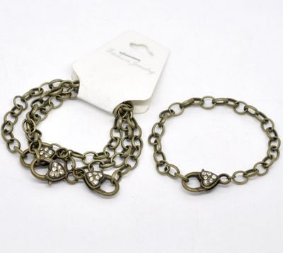 1x Armbandje Brons / Strass lobsterslot 19 cm