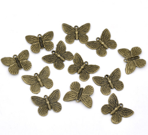1x Bedeltje Vlinder brons