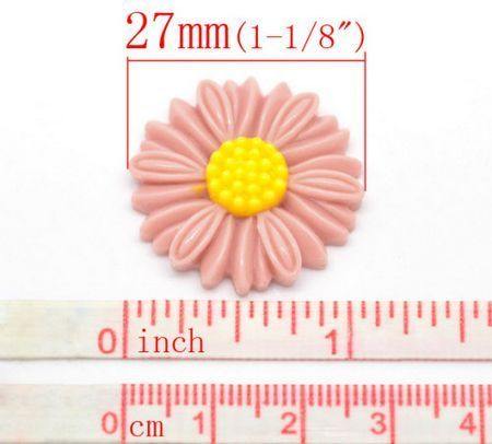 Cabochon zonnebloem roze/geel