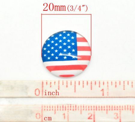 Glazen cabochon US Vlag 20mm rond