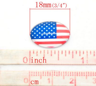 1x Glazen Cabochon US Vlag