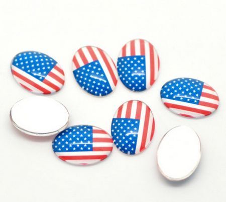 1x Glazen Cabochon US Vlag