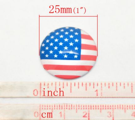 Glazen cabochon US Vlag 25 mm rond