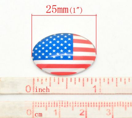 Glazen cabochon US Vlag 18 x 25 mm
