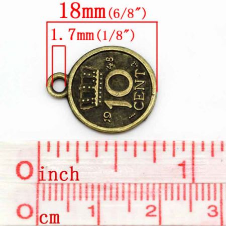 1x Bronzen Bedeltje 10 cent