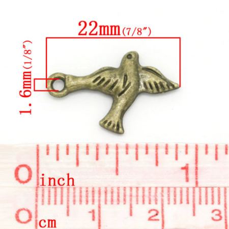 1x Bedeltje Brons Vogeltje 22 x 14 mm