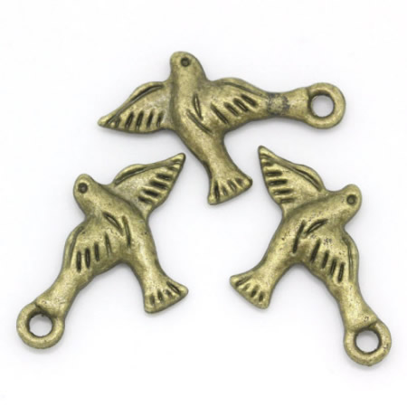 1x Bedeltje Brons Vogeltje 22 x 14 mm