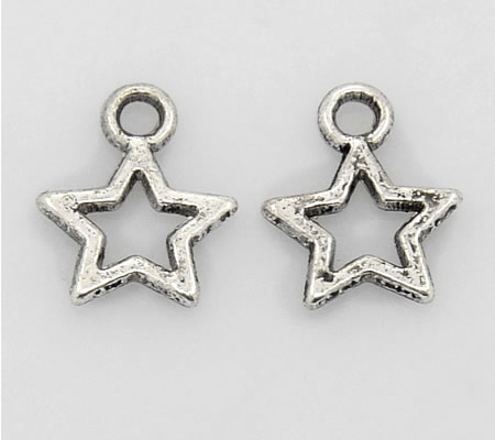 20 stuks Ster Mini Bedeltjes Donker zilver