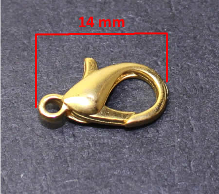 2 stuks lobsterslotje goudkleurig 14 mm