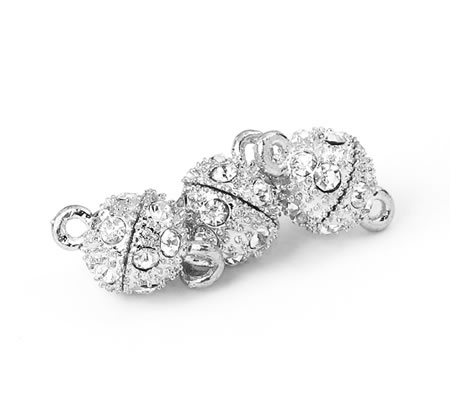 1x Magneetslotje met strass, donker zilver