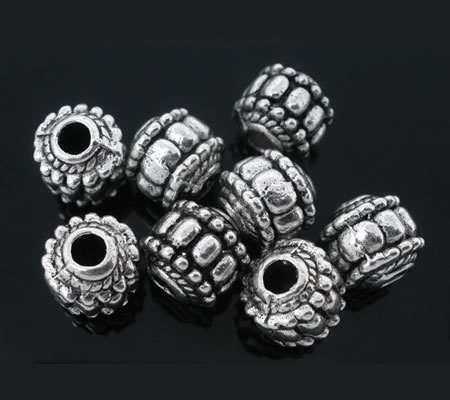 10x metalen Kraal Donker Zilver 7 mm