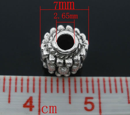 10x metalen Kraal Donker Zilver 7 mm