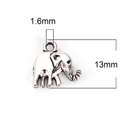 1x Bedeltje Donker Zilver Klein Olifantje