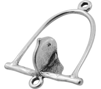 1x Bedel/Connector Donker Zilver Vogel